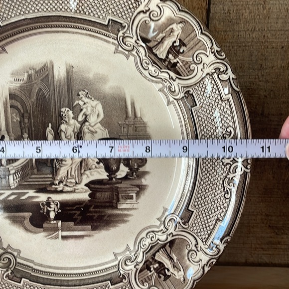 1850’s Podmore Walker & Co Minerva Pearl Stoneware Brown Transferware Plate - Picture 4 of 7